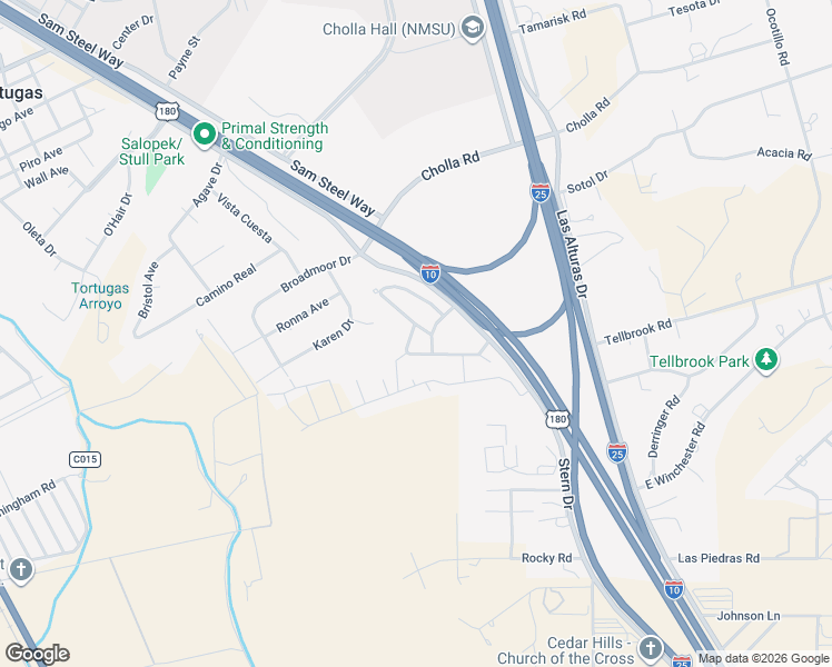 map of restaurants, bars, coffee shops, grocery stores, and more near 3807 Ringneck Drive in Las Cruces