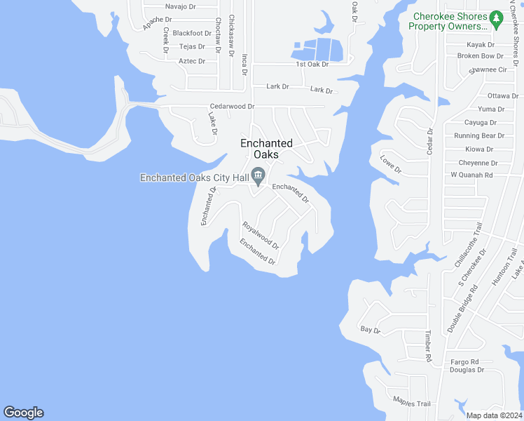 map of restaurants, bars, coffee shops, grocery stores, and more near 116 Meadowood Road in Enchanted Oaks