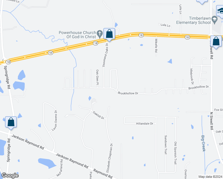 map of restaurants, bars, coffee shops, grocery stores, and more near 5389 Brookhollow Drive in Jackson