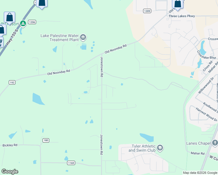 map of restaurants, bars, coffee shops, grocery stores, and more near 14847-15145 County Road 178 in Tyler