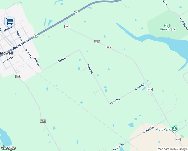 map of restaurants, bars, coffee shops, grocery stores, and more near Cane Road in Ellis County