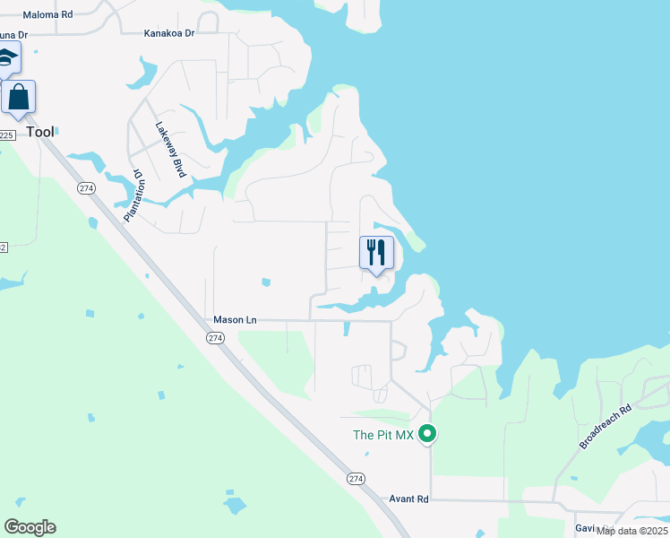 map of restaurants, bars, coffee shops, grocery stores, and more near 1908 Deer Trail Circle in Tool