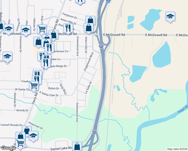 map of restaurants, bars, coffee shops, grocery stores, and more near 498 Dunlap Avenue in Jackson