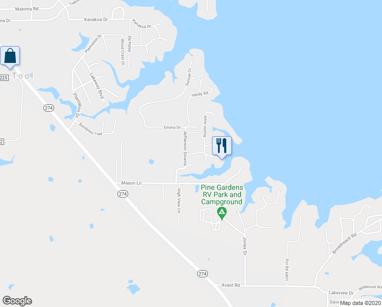 map of restaurants, bars, coffee shops, grocery stores, and more near 1908 Deer Trail Circle in Tool