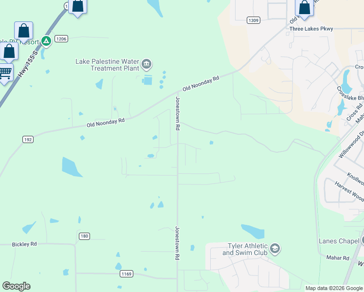 map of restaurants, bars, coffee shops, grocery stores, and more near 14847-15145 County Road 178 in Tyler