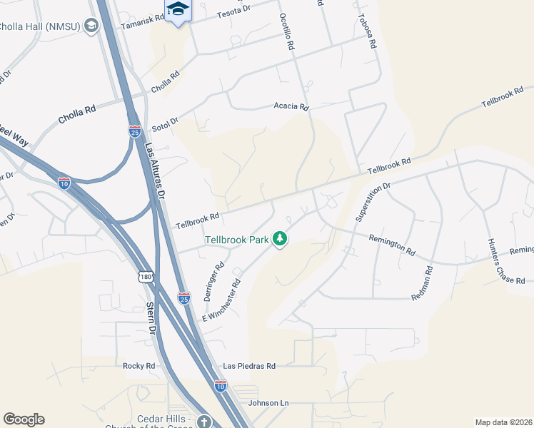 map of restaurants, bars, coffee shops, grocery stores, and more near 4327 East Winchester Road in Las Cruces