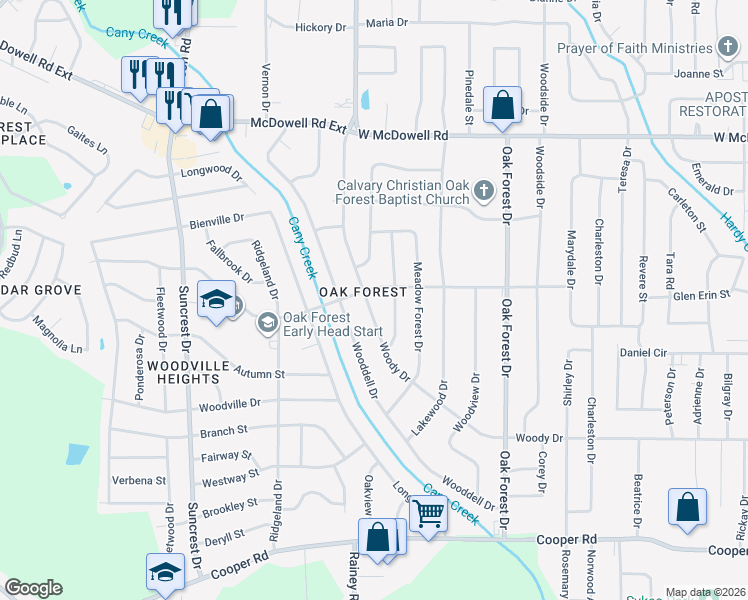 map of restaurants, bars, coffee shops, grocery stores, and more near 3035 Marwood Drive in Jackson