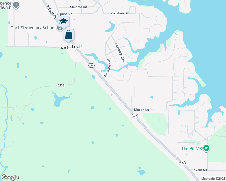 map of restaurants, bars, coffee shops, grocery stores, and more near 1816 South Tool Drive in Tool