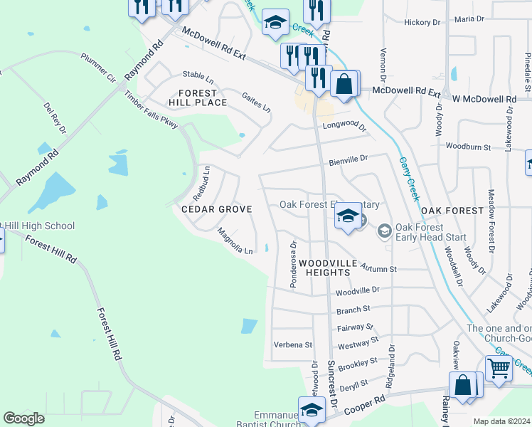 map of restaurants, bars, coffee shops, grocery stores, and more near 3061 Bienville Drive in Jackson