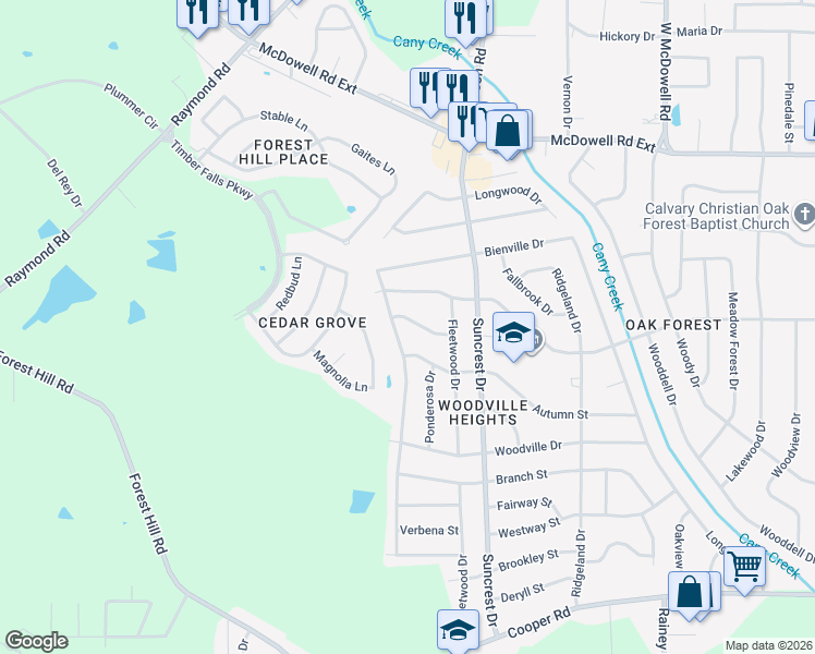 map of restaurants, bars, coffee shops, grocery stores, and more near 3054 Bienville Drive in Jackson