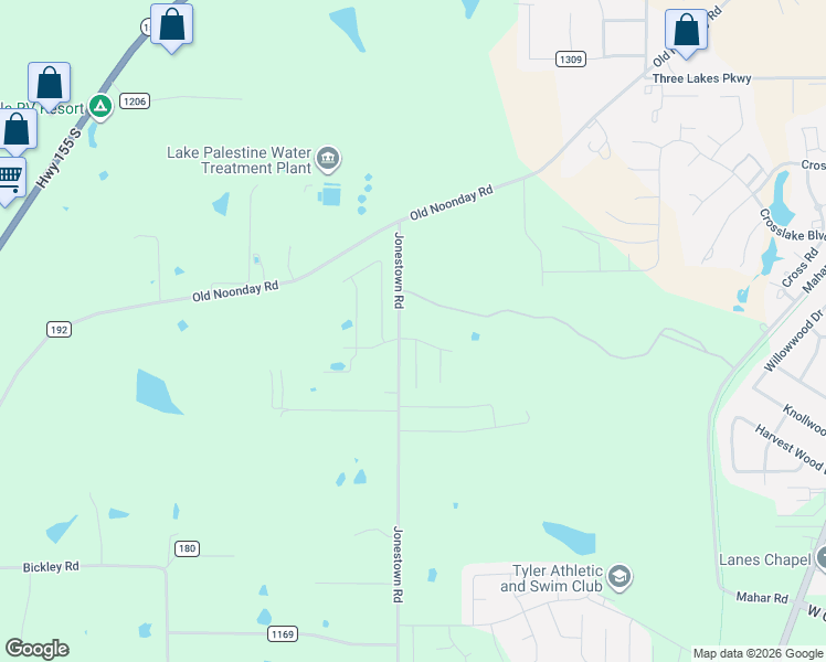 map of restaurants, bars, coffee shops, grocery stores, and more near 14926 County Road 178 in Tyler