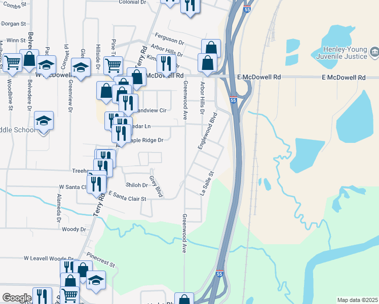map of restaurants, bars, coffee shops, grocery stores, and more near 2931 Greenwood Avenue in Jackson