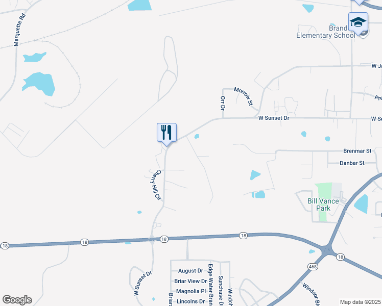 map of restaurants, bars, coffee shops, grocery stores, and more near 132 Appleridge Road in Brandon