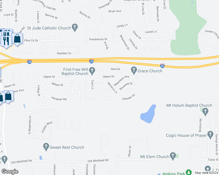 map of restaurants, bars, coffee shops, grocery stores, and more near 2494 Napoleon Avenue in Pearl