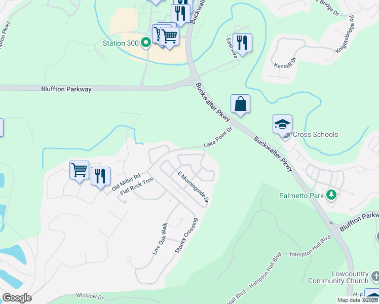 map of restaurants, bars, coffee shops, grocery stores, and more near 8 Sunny Glen Drive in Bluffton