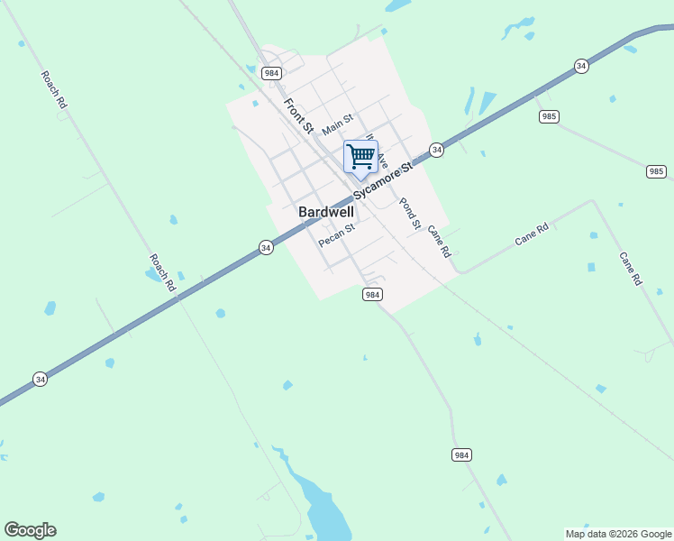 map of restaurants, bars, coffee shops, grocery stores, and more near 100 Waxahachie Avenue in Ennis