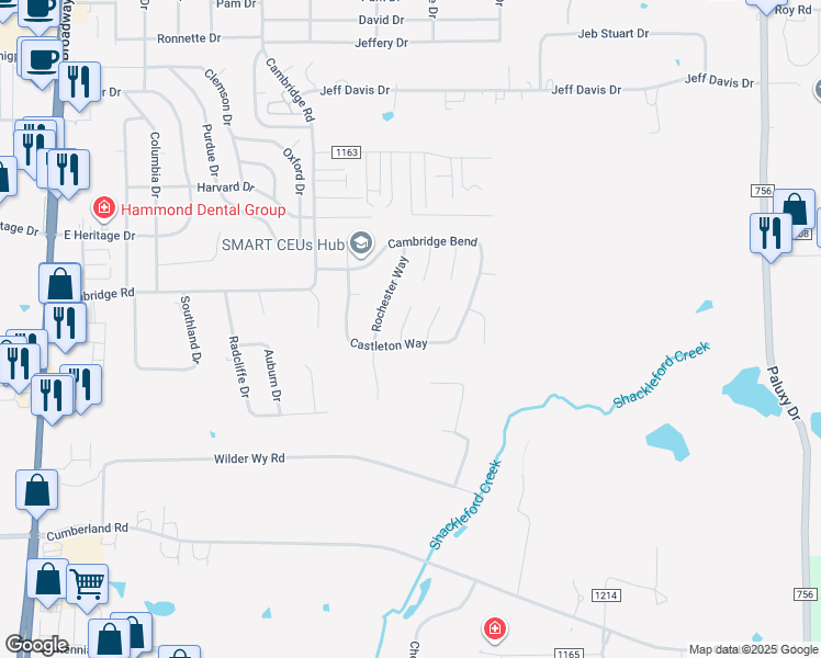 map of restaurants, bars, coffee shops, grocery stores, and more near 6558 Wheaton Ct in Tyler