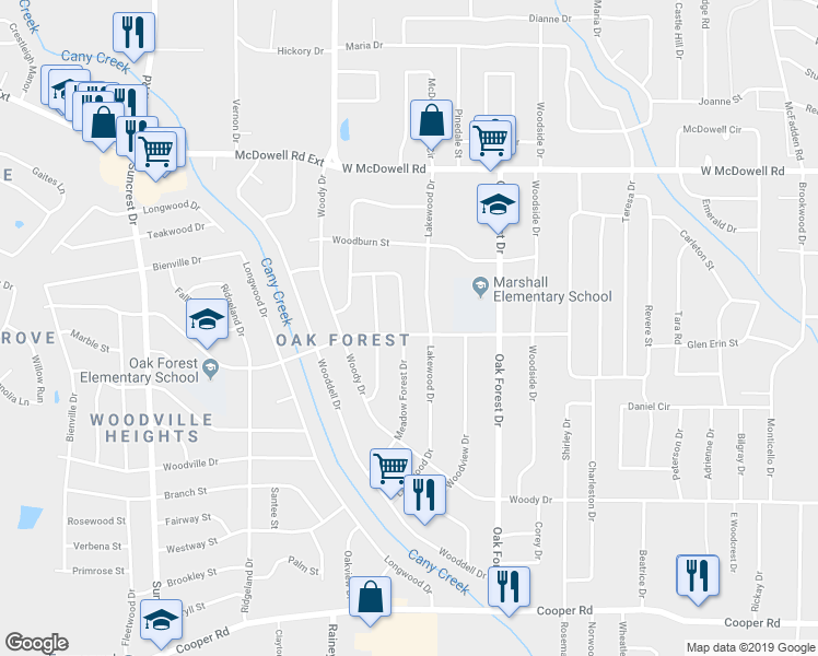 map of restaurants, bars, coffee shops, grocery stores, and more near 2958 Meadow Forest Drive in Jackson