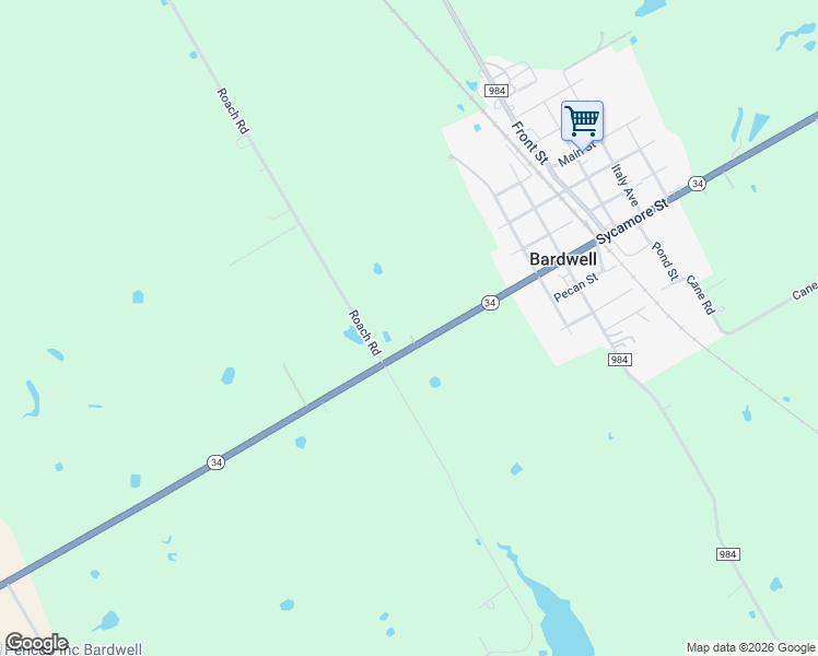 map of restaurants, bars, coffee shops, grocery stores, and more near 5940 Texas 34 in Ennis