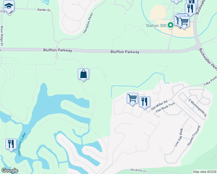 map of restaurants, bars, coffee shops, grocery stores, and more near 85 Fording Court in Bluffton