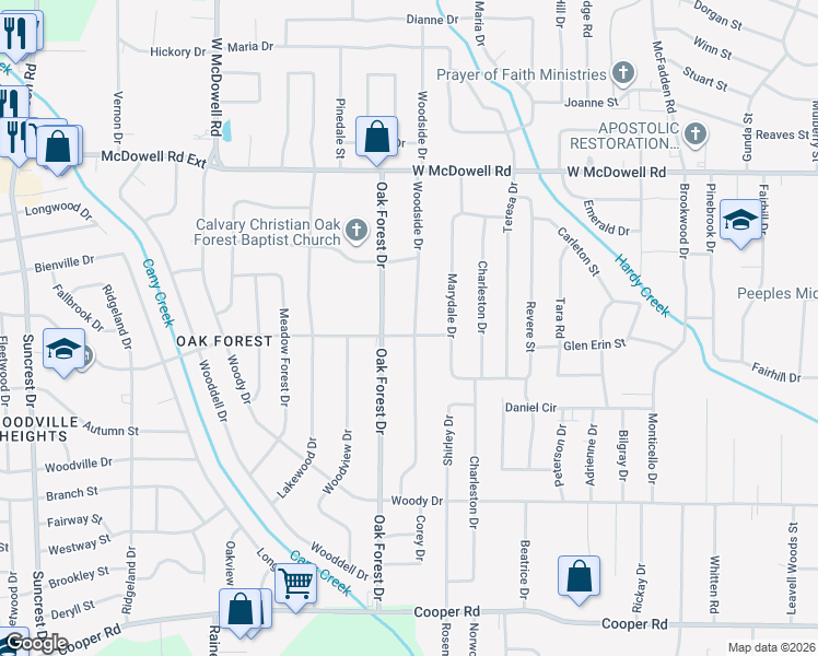 map of restaurants, bars, coffee shops, grocery stores, and more near 2983 Woodside Drive in Jackson