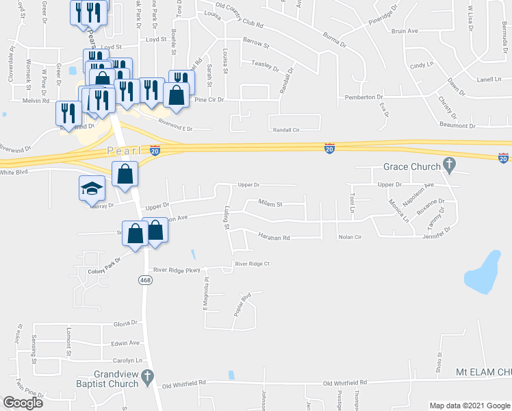 map of restaurants, bars, coffee shops, grocery stores, and more near 2325 Milam St in Pearl