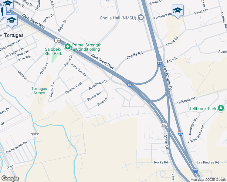 map of restaurants, bars, coffee shops, grocery stores, and more near 4074 Bravia Dove Loop in Las Cruces