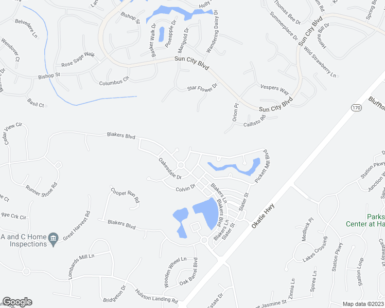 map of restaurants, bars, coffee shops, grocery stores, and more near 152 Pickett Creek Lane in Bluffton
