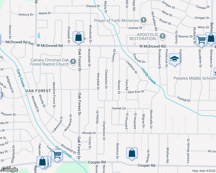 map of restaurants, bars, coffee shops, grocery stores, and more near 2872 Charleston Drive in Jackson