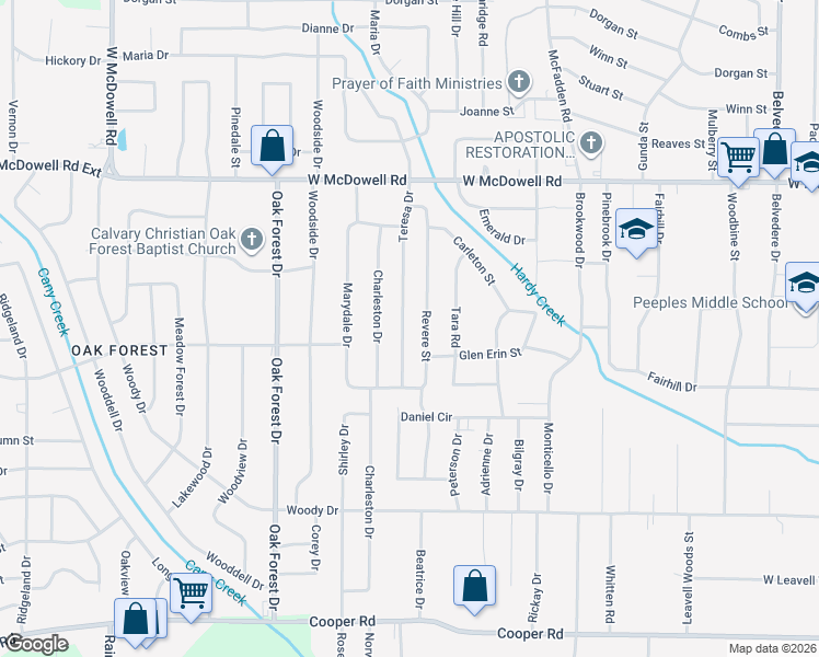 map of restaurants, bars, coffee shops, grocery stores, and more near 2862 Teresa Drive in Jackson