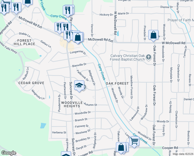 map of restaurants, bars, coffee shops, grocery stores, and more near 2935 Longwood Drive in Jackson