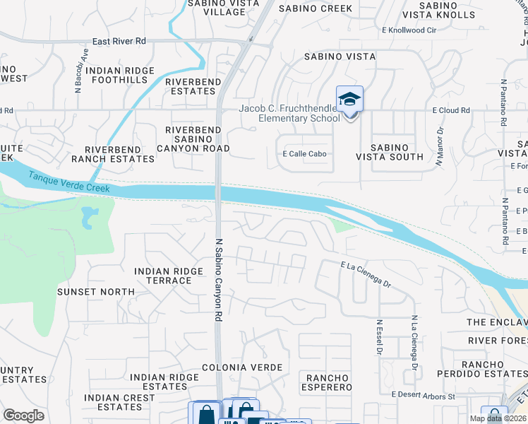 map of restaurants, bars, coffee shops, grocery stores, and more near 7251 East Rosslare Drive in Tucson