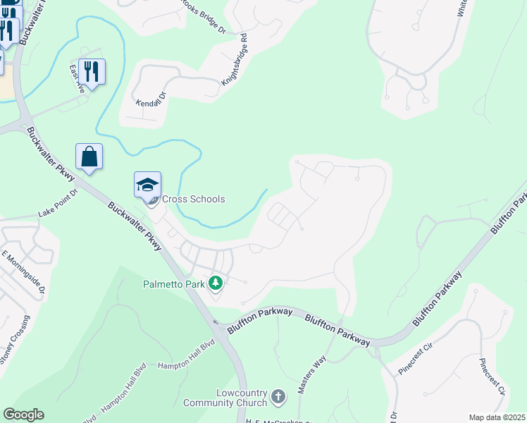 map of restaurants, bars, coffee shops, grocery stores, and more near 25 Independence Place in Bluffton