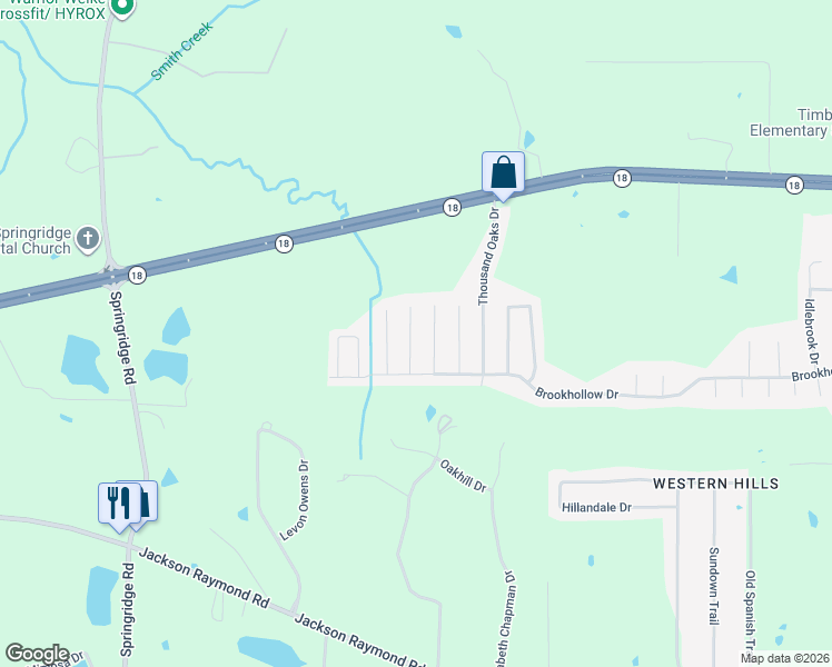 map of restaurants, bars, coffee shops, grocery stores, and more near 1313 Whispering Oaks Cove in Jackson