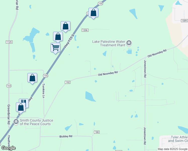 map of restaurants, bars, coffee shops, grocery stores, and more near County Road 192 in Tyler