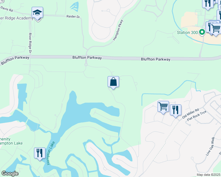 map of restaurants, bars, coffee shops, grocery stores, and more near 62 Hampton Lake Dr in Bluffton