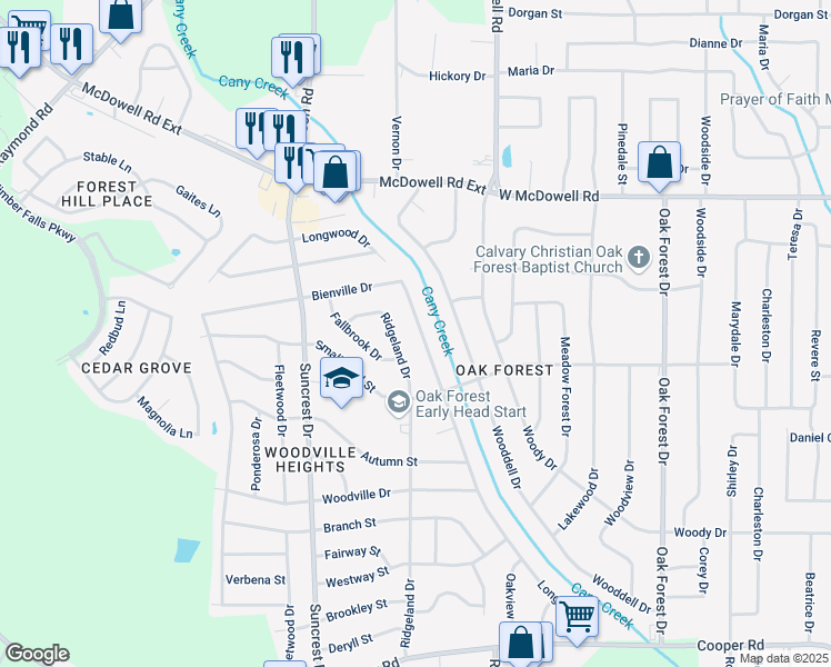 map of restaurants, bars, coffee shops, grocery stores, and more near 2935 Longwood Drive in Jackson