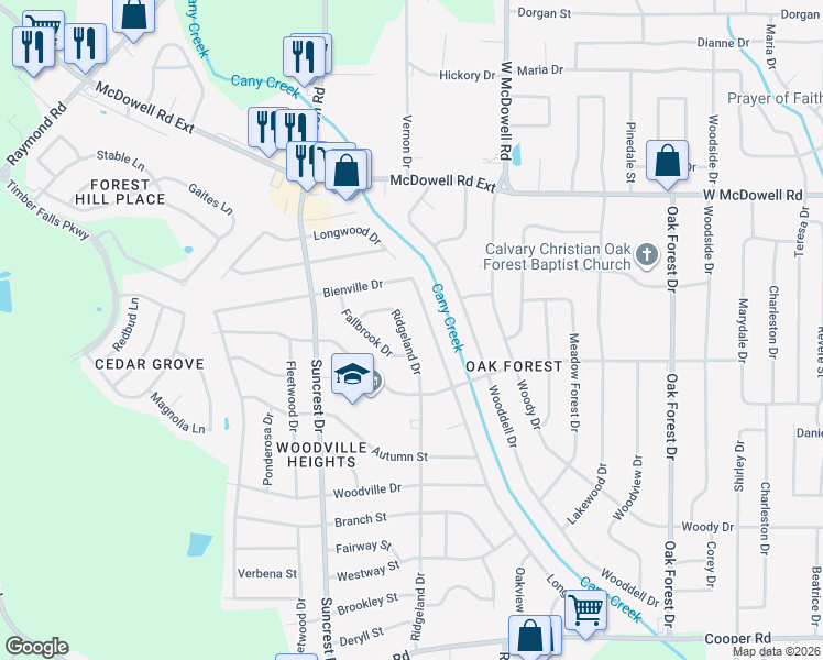 map of restaurants, bars, coffee shops, grocery stores, and more near 2935 Longwood Drive in Jackson