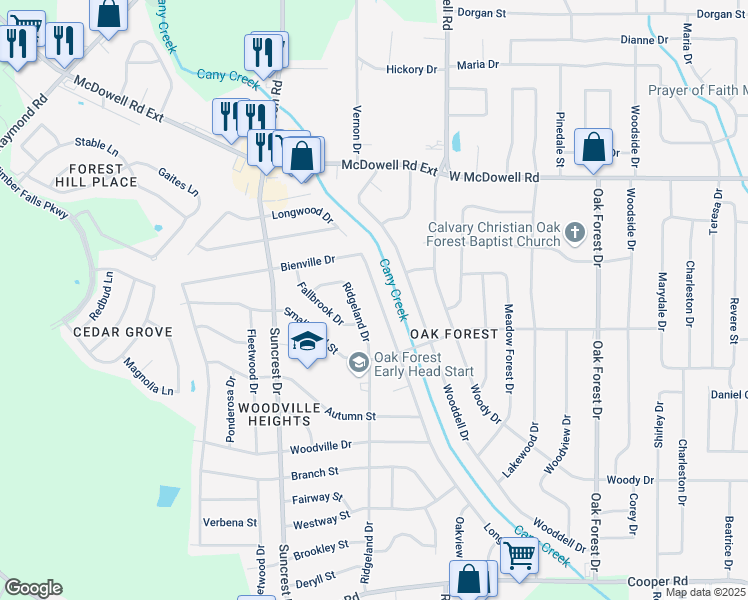 map of restaurants, bars, coffee shops, grocery stores, and more near 2935 Longwood Drive in Jackson