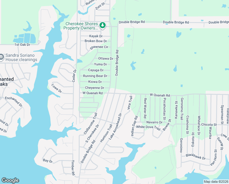 map of restaurants, bars, coffee shops, grocery stores, and more near 105 Huntoon Trail in Mabank