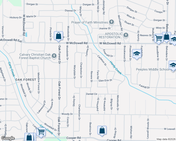 map of restaurants, bars, coffee shops, grocery stores, and more near 2818 Teresa Drive in Jackson