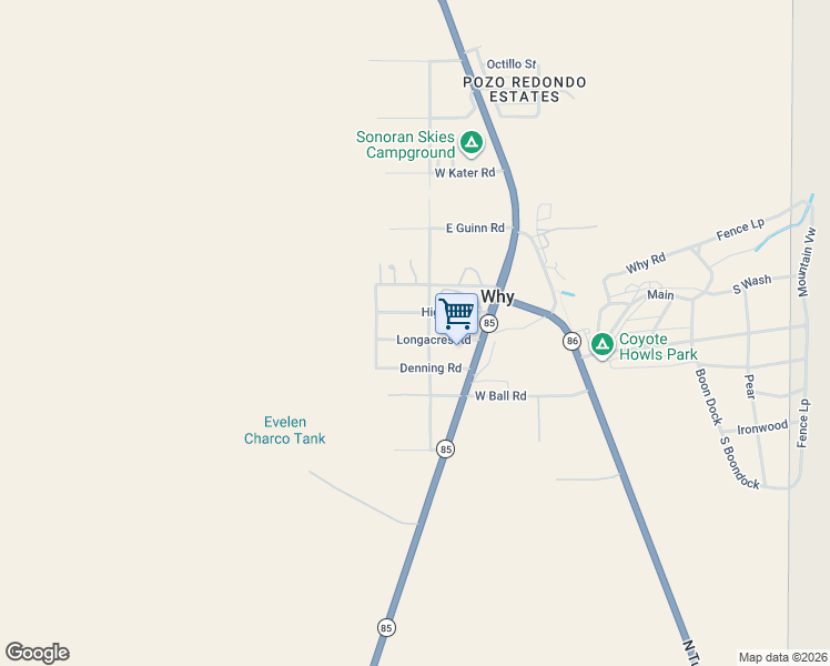 map of restaurants, bars, coffee shops, grocery stores, and more near 101 Higgin Road in Ajo