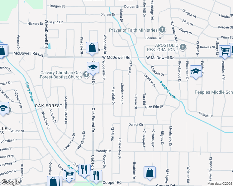 map of restaurants, bars, coffee shops, grocery stores, and more near 2823 Charleston Drive in Jackson