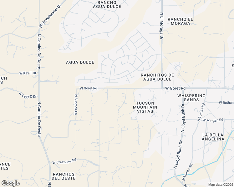 map of restaurants, bars, coffee shops, grocery stores, and more near 4081 West Goret Road in Tucson