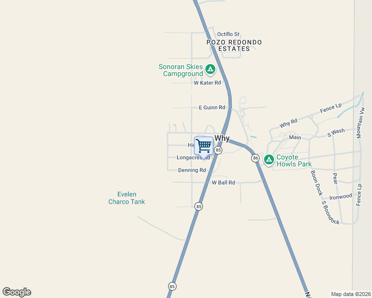 map of restaurants, bars, coffee shops, grocery stores, and more near 101 Higgin Road in Ajo