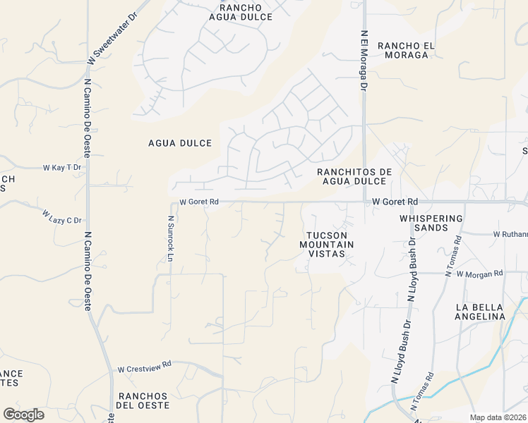 map of restaurants, bars, coffee shops, grocery stores, and more near 4081 West Goret Road in Tucson
