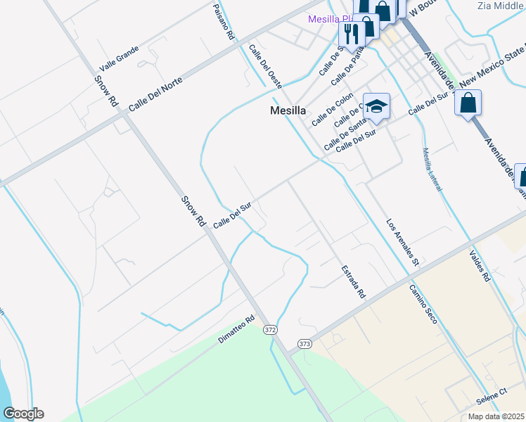 map of restaurants, bars, coffee shops, grocery stores, and more near Calle Del Sur in Las Cruces