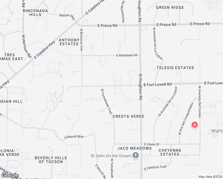 map of restaurants, bars, coffee shops, grocery stores, and more near 10100 East Fort Lowell Road in Tucson