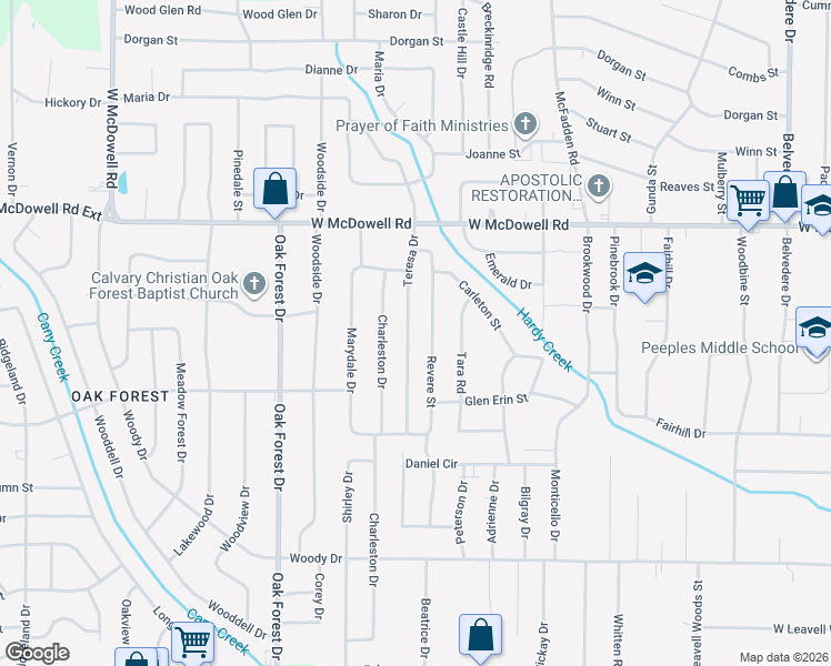map of restaurants, bars, coffee shops, grocery stores, and more near 2818 Teresa Drive in Jackson