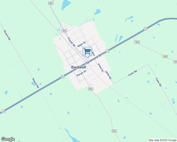 map of restaurants, bars, coffee shops, grocery stores, and more near 209 Pecan Street in Ennis